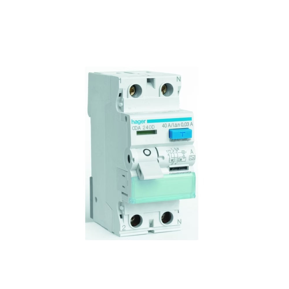 Vikavirtasuojakytkin Hager CDA225K, 2x25A, 30mA, A-tyyppi