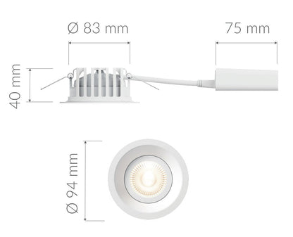 Alasvalo Plejd DWN-01, 8W, IP44, 2200-4000K,  Ø94*40mm, valkoinen, 6-pack