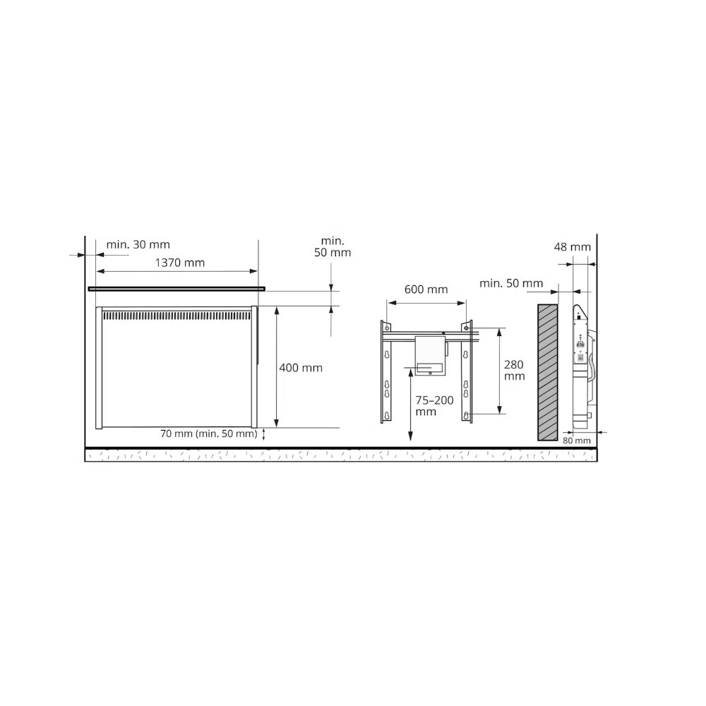 Lämmitin Ensto Tupa TASO10-BT 1000W 40x137cm