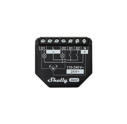 Shelly 2PM Gen3 Ohjelmoitava rele, 2x10A, WiFi, tehomittaus