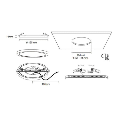 Alasvalo Elife Lantti, 12W, 970/1080lm, IP20, Ø165*15mm