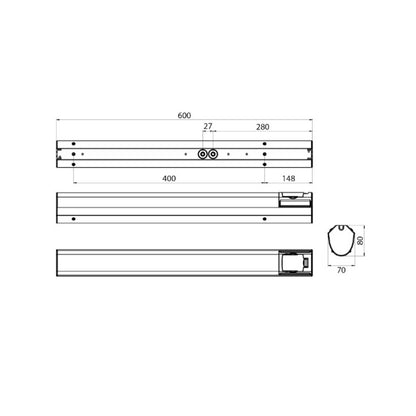 Työpistevalaisin Onnline Onnsani, IP44, 7W, 600mm, 3000/4000K, 1-os PR
