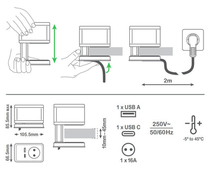 Työpöydän pistorasia Schneider Electric Unica System+, Schuko+USB-A+USB-C, antrasiitti