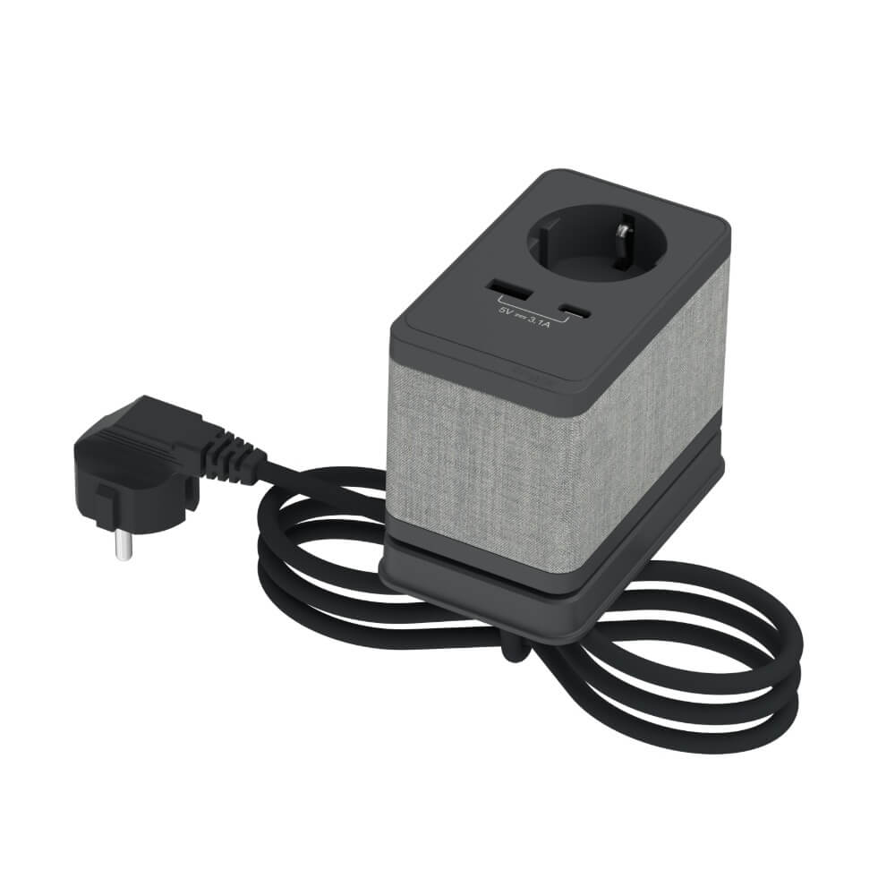 Työpöydän pistorasia Schneider Electric Unica System+, Schuko+USB-A+USB-C, antrasiitti