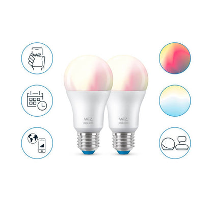 WiZ LED-älylamppu, E27, 806lm, RGBW, WiFi, 2-pack