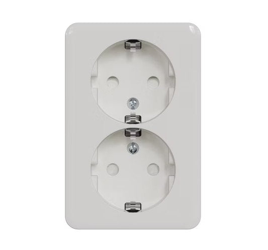 Pistorasia Schneider Electric Exxact 2-osainen 16A IP21 pinta valkoinen